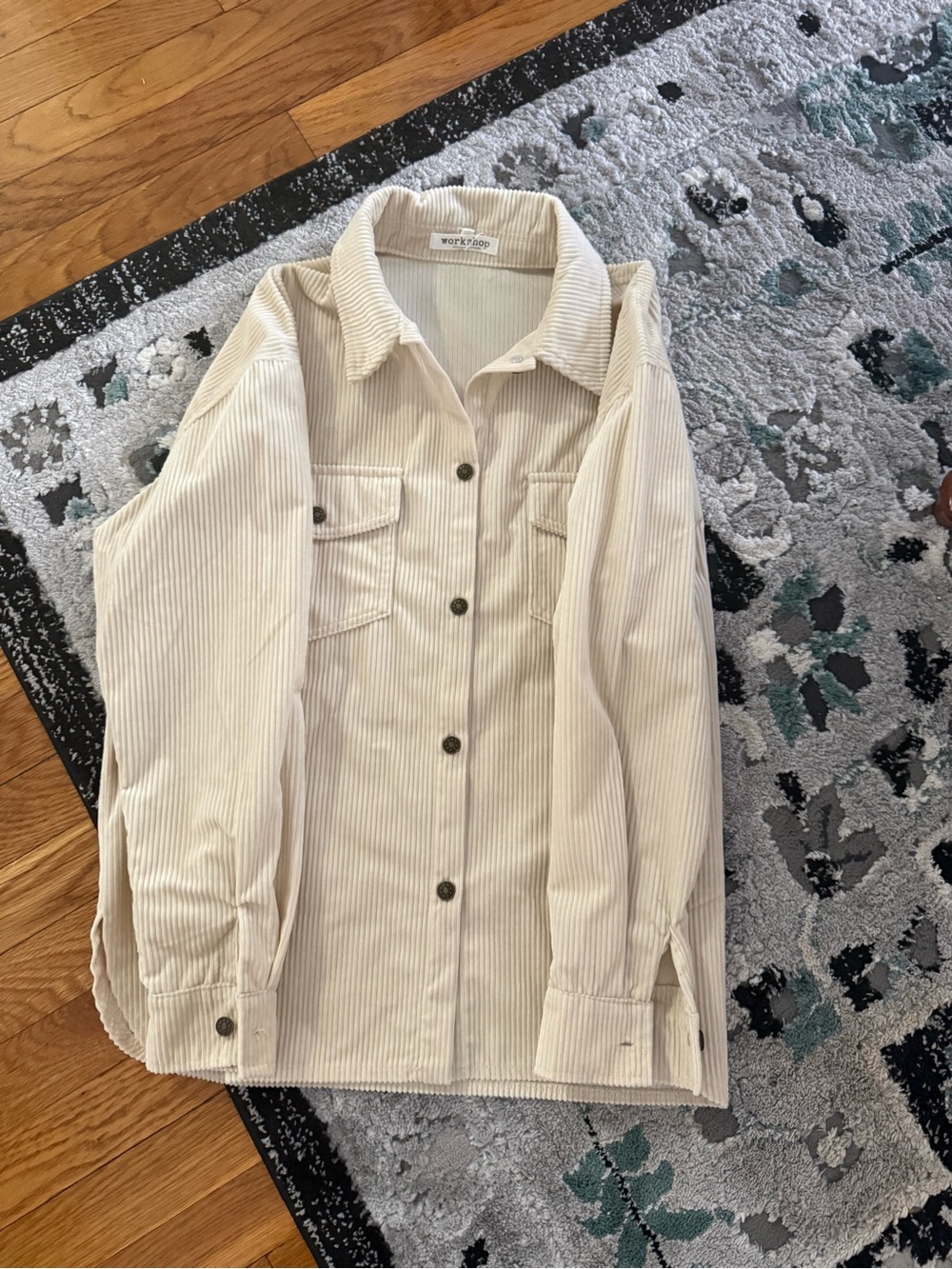 Workshop Republic Clothing Cream Corduroy Utility Shacket